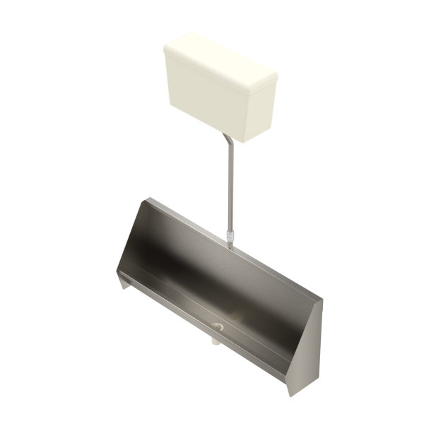 Wall mounted urinal with plastic cistern