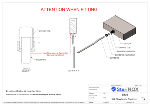 Diagram showing how to build and install a cistern