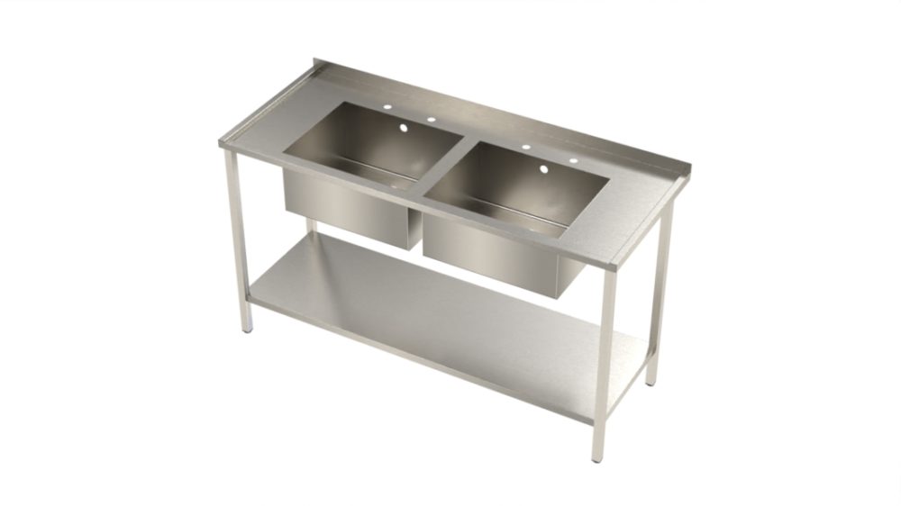 Sink Unit Frame & Shelf. Double Bowl