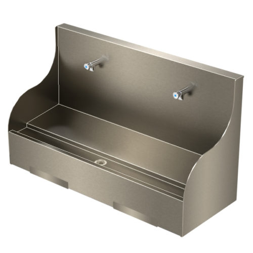 Single Wudu - Trough at the front. Made from Stainless Steel. Double No Stool