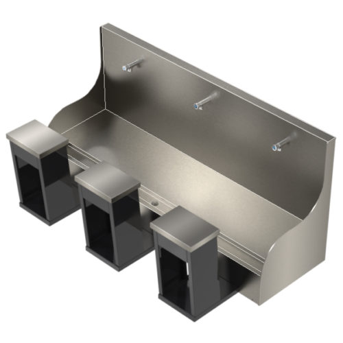 Triple Wudu - Trough at the front. Made from Stainless Steel.