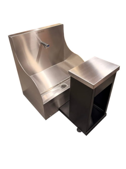 Single Wudu - Trough at the front. Made from Stainless Steel. Single with stool