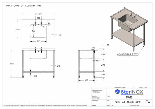 Sink Unit - Single - 600