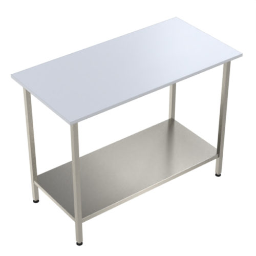 Sealwise hygienic table stainless steel frame with adjustable feet and undershelf