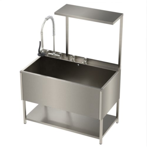 Wash trough gantry stainless with frame and shelves