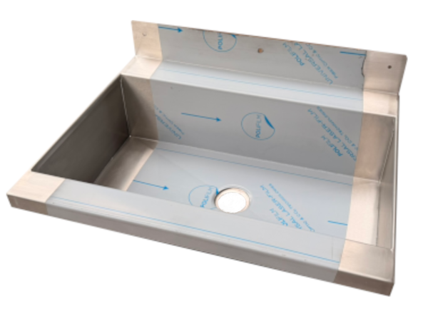 Wash Trough – 500mm – Centre Waste – High Splashback - Sterinox