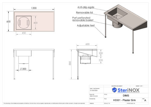 heavy duty plaster sink with drainer section