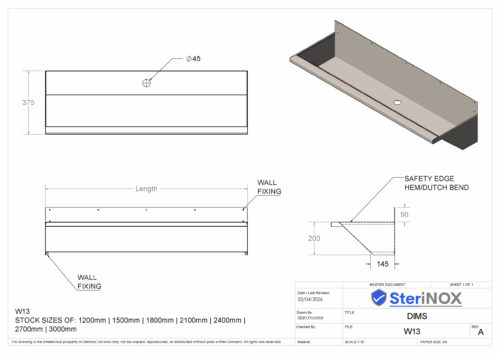commercial stainless wash trough unit