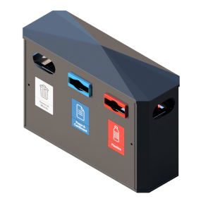 BIN-001 triple - black ral 9011 rendered