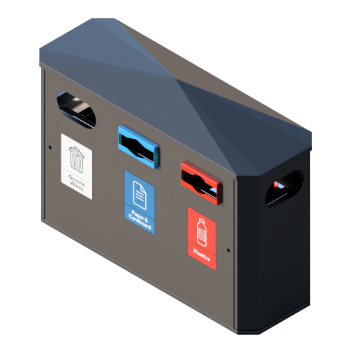 BIN-001 triple - black ral 9011 rendered