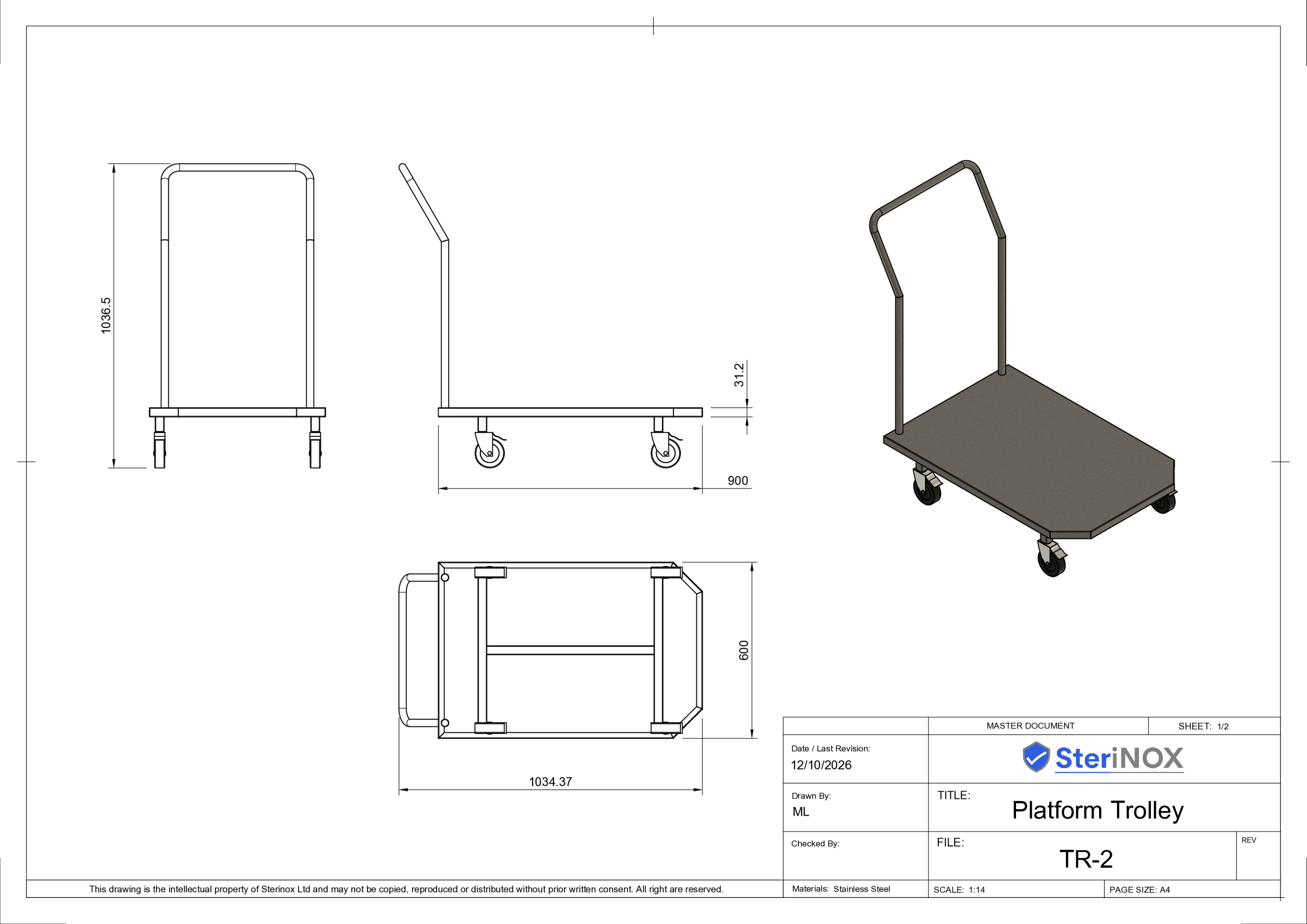 TR-2 - Platfrom Trolley Drawing TR-2 - Platfrom Trolley Drawing