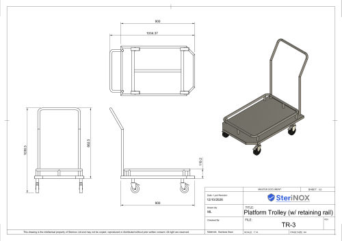TR-3 - Platform Trolley (with retaining rails)7 Drawing