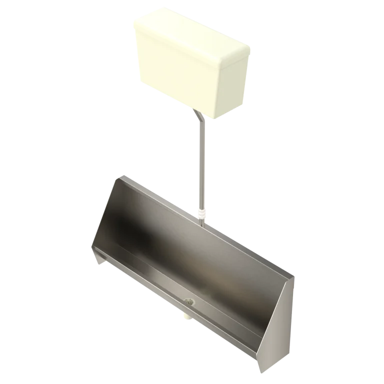 Wall mounted urinal with plastic cistern